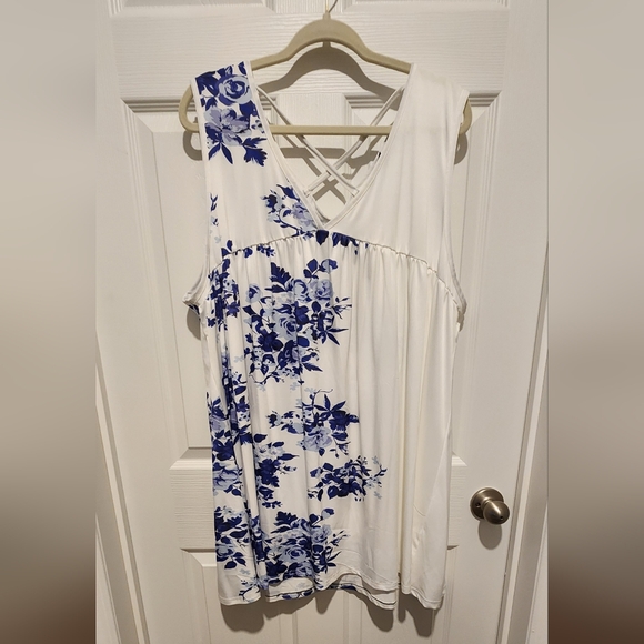 Lily White Dress with Blue Accents - Picture 6 of 7